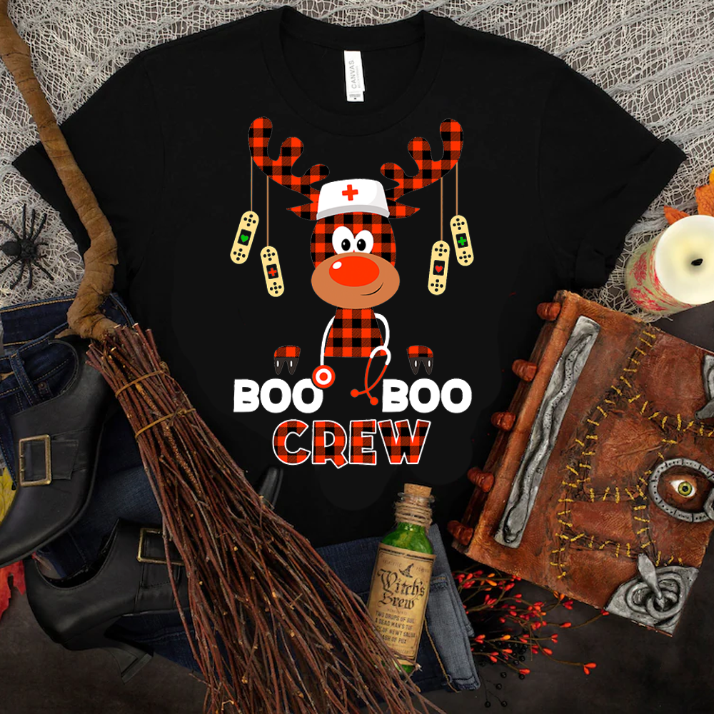 Christmas Boo Boo Crew Reindeer Nurse Buffalo Plaid Nurse T Shirt Copy Copy Copy