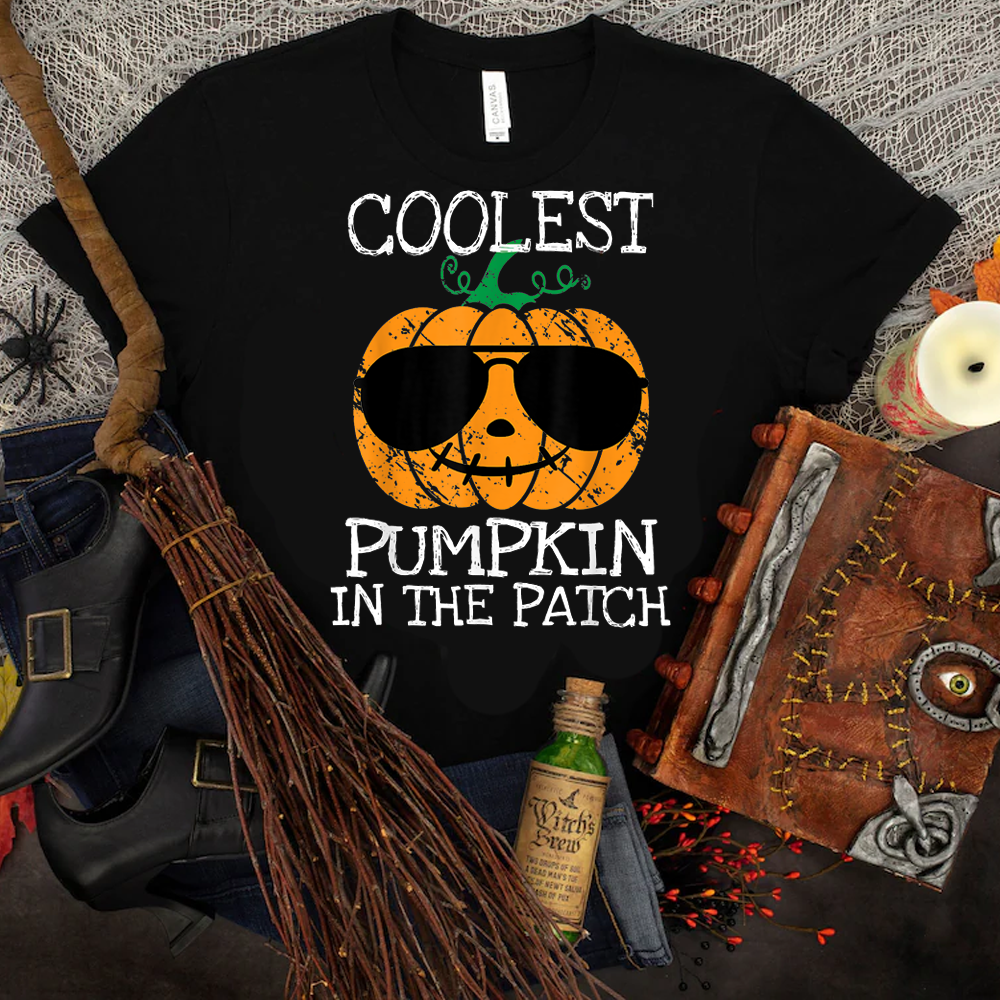 Kids Coolest Pumpkin In The Patch Halloween Boys Girls Men T Shirt