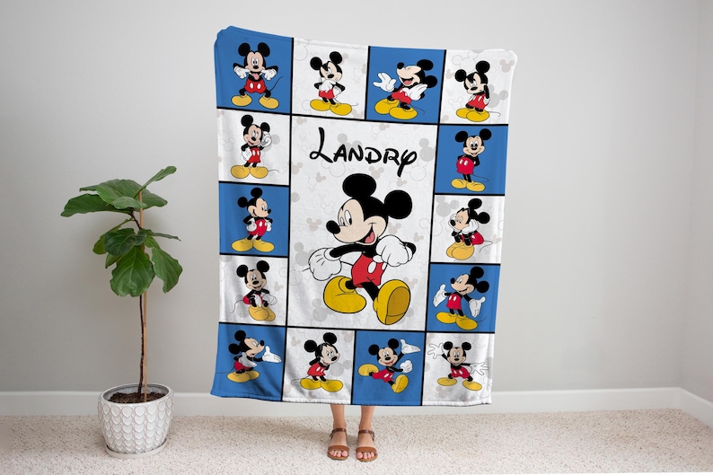 Custom Mickey Mouse Blanket Personalized Disney Gift for Kids & Adults